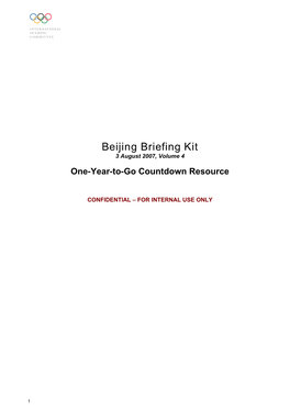 Beijing Briefing Kit 3 August 2007, Volume 4