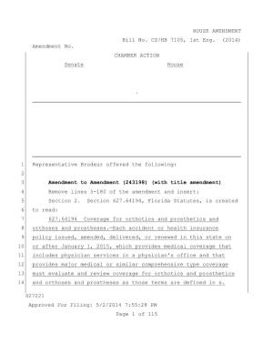 HOUSE AMENDMENT Bill No. CS/HB 7105, 1St Eng. (2014) Amendment No