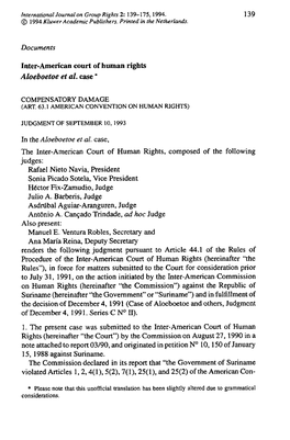 139 Documents Inter-American Court of Human Rights Aloeboetoe Et Al