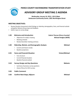 Draft AG Meeting 2 Agenda 1.0 MM