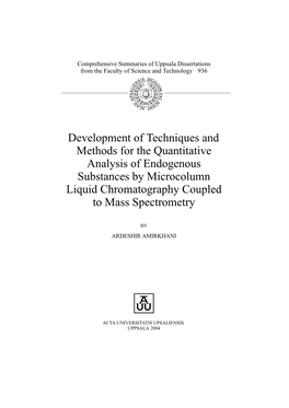 Development of Techniques and Methods for the Quantitative Analysis of Endogenous Substances by Microcolumn Liquid Chromatography Coupled to Mass Spectrometry