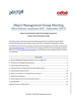 Object Management Group Meeting (New Orleans, Louisiana, USA – September 2017)