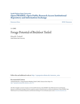 Forage Potential of Birdsfoot Trefoil Edward K