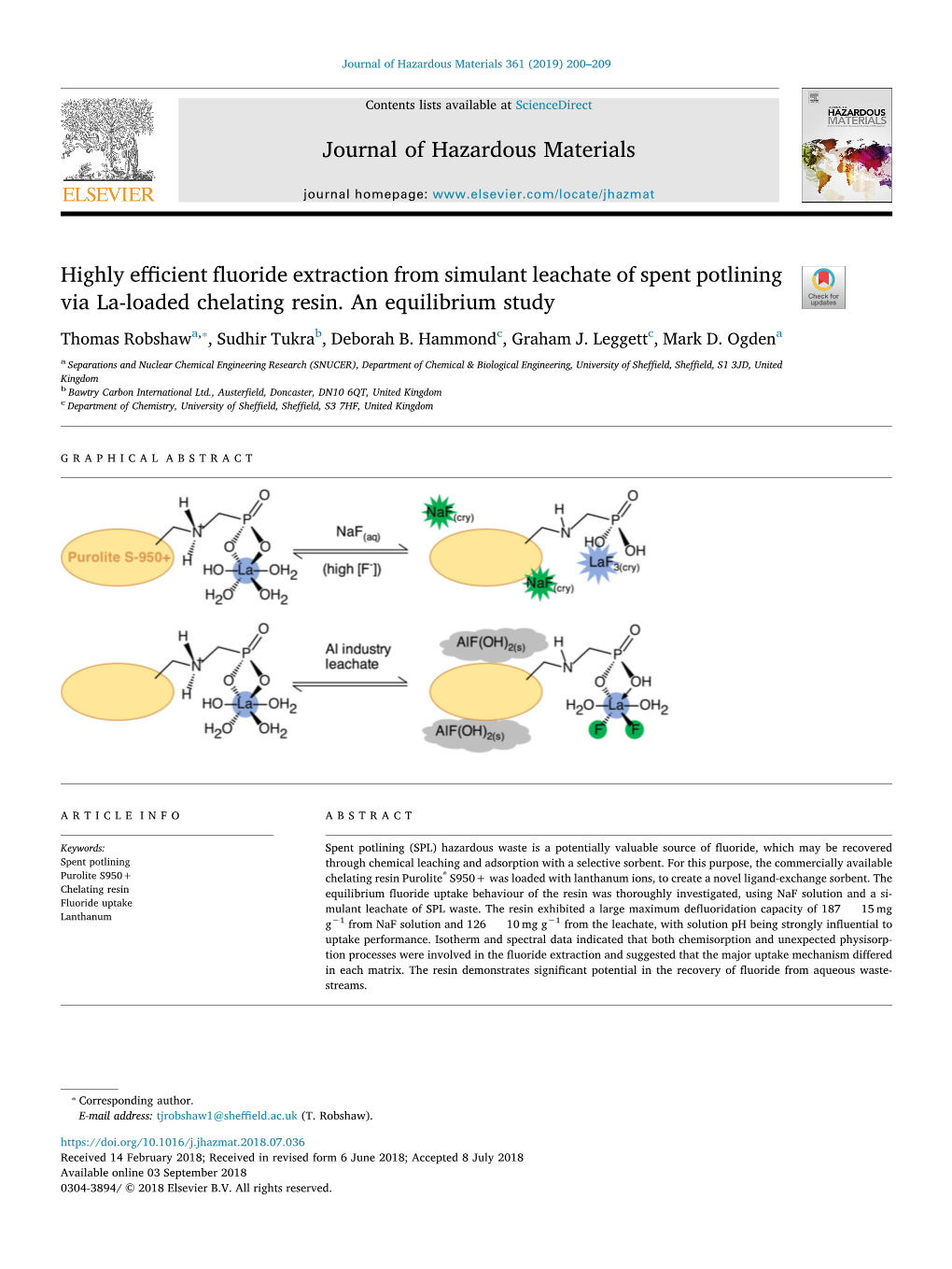 Highly Efficient Fluoride Extraction from Simulant Leachate of Spent Potlining T Via La-Loaded Chelating Resin