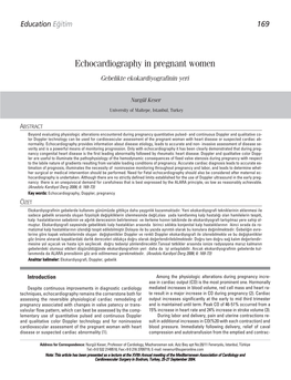 Echocardiography in Pregnant Women Gebelikte Ekokardiyografinin Yeri