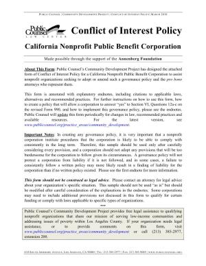 Conflict of Interest Policy| March 2010