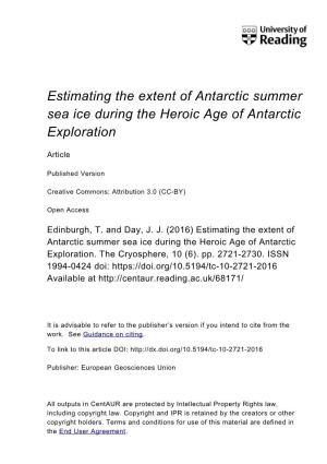 Estimating the Extent of Antarctic Summer Sea Ice During the Heroic Age of Antarctic Exploration