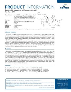 PRODUCT INFORMATION Pasireotide (Aspartate) (Trifluoroacetate Salt) Item No