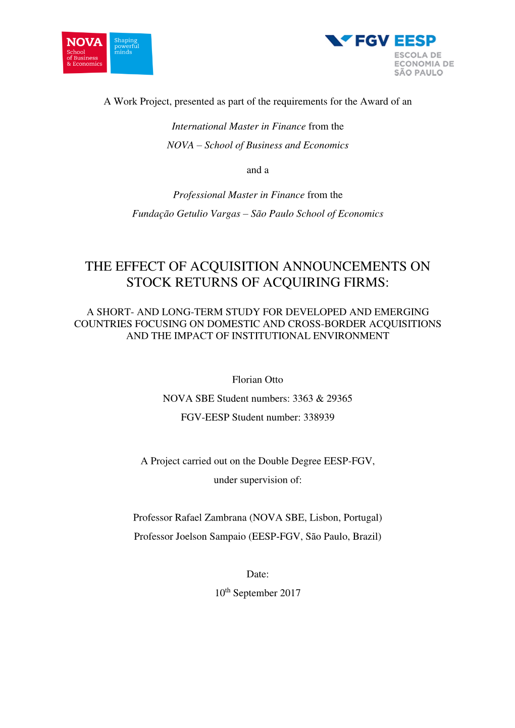 The Effect of Acquisition Announcements on Stock Returns of Acquiring Firms