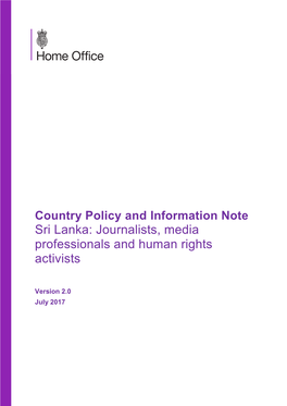 Sri Lanka: Journalists, Media Professionals and Human Rights Activists