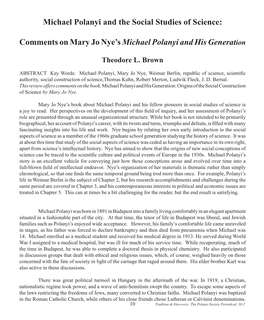 Michael Polanyi and the Social Studies of Science