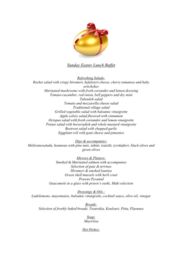 Sunday Easter Lunch Buffet