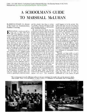 A Schoolman's Guide to Marshall Mcluhan