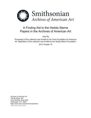 A Finding Aid to the Hedda Sterne Papers in the Archives of American Art