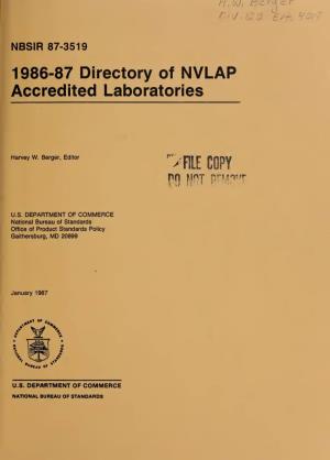1986-87 Directory of NVLAP Accredited Laboratories