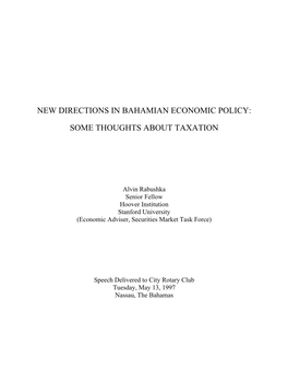 Tax Policy in the Bahamas