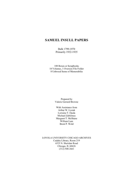 Samuel Insull Papers, 1799-1970