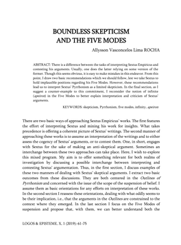 BOUNDLESS SKEPTICISM and the FIVE MODES Allysson Vasconcelos Lima ROCHA