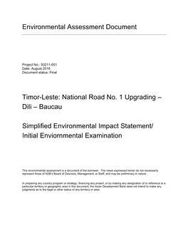Environmental Assessment Document Timor-Leste