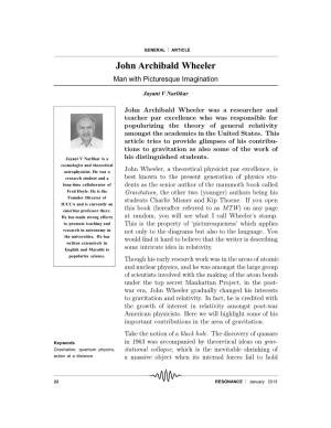 John Archibald Wheeler Man with Picturesque Imagination
