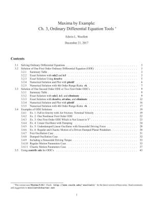Maxima by Example: Ch. 3, Ordinary Differential Equation Tools ∗