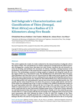 Soil Subgrade's Characterization and Classification of Thies