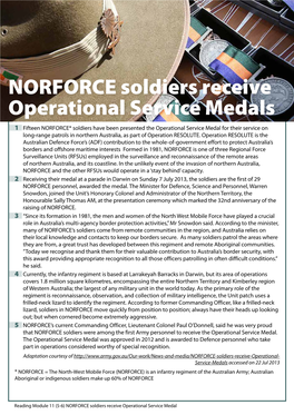 NORFORCE Soldiers Receive Operational Service Medals