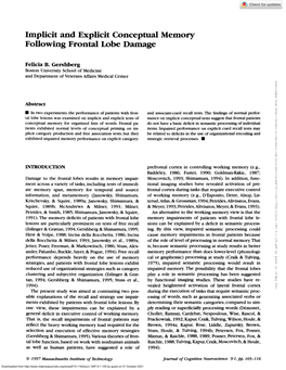 Implicit and Explicit Conceptual Memory Following Frontal Lobe Damage