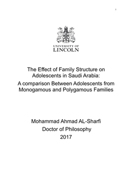 The Effect of Family Structure on Adolescents in Saudi Arabia: a Comparison Between Adolescents from Monogamous and Polygamous Families