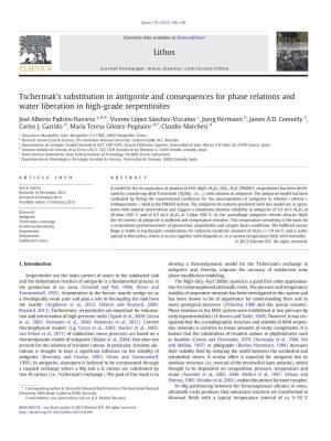 Tschermak's Substitution in Antigorite and Consequences for Phase Relations and Water Liberation in High-Grade Serpentinites