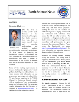 University of Memphis, Earth Sciences News 2015