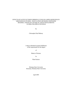 Effects of Native Ectomycorrhizal Fungi On