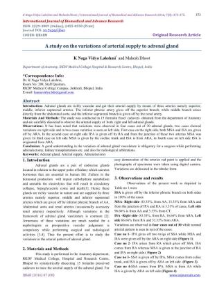 A Study on the Variations of Arterial Supply to Adrenal Gland