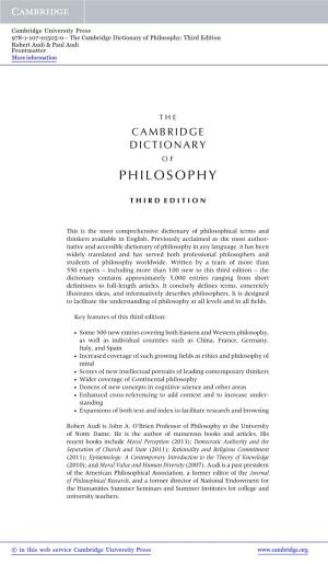 Philosophy: Third Edition Robert Audi & Paul Audi Frontmatter More Information