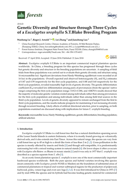 Genetic Diversity and Structure Through Three Cycles of a Eucalyptus Urophylla S.T.Blake Breeding Program