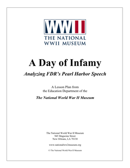 A Day of Infamy Analyzing FDR’S Pearl Harbor Speech