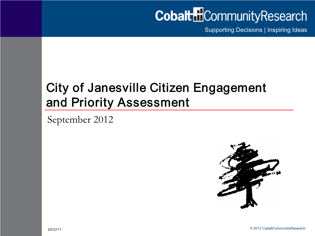 City of Janesville Citizen Engagement and Priority Assessment September 2012