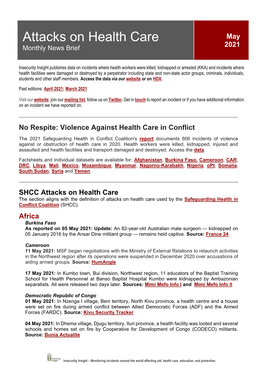 Attacks on Health Care Monthly News Brief, May 2021