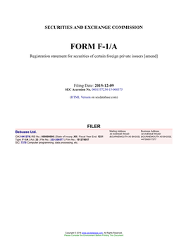 Bebuzee Ltd. Form F-1/A Filed 2015-12-09