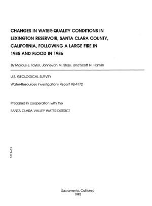 Changes in Water-Quality Conditions in Lexington Reservoir, Santa Clara County, California, Following a Large Fire in 1985 and Flood in 1986