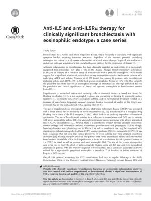 Anti-IL5 and Anti-Il5rα Therapy for Clinically Significant Bronchiectasis with Eosinophilic Endotype: a Case Series