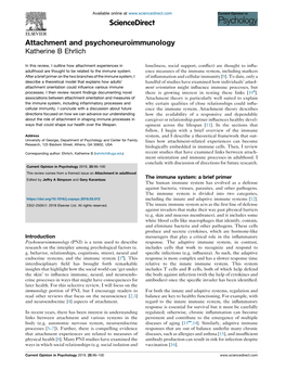 Attachment and Psychoneuroimmunology