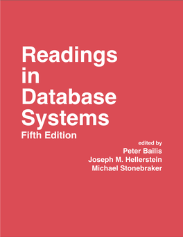 Readings in Database Systems, 5Th Edition (2015)