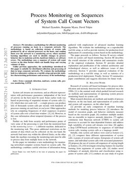 Process Monitoring on Sequences of System Call Count Vectors