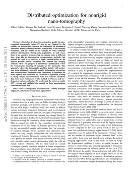 Distributed Optimization for Nonrigid Nano-Tomography Viktor Nikitin, Vincent De Andrade, Azat Slyamov, Benjamin J