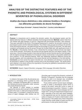 Analysis of the Distinctive Features and of the Phonetic and Phonological Systems in Different Severities of Phonological Disorder