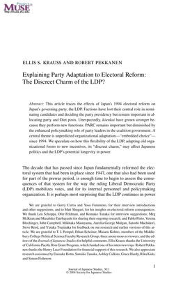 Explaining Party Adaptation to Electoral Reform: the Discreet Charm of the LDP?