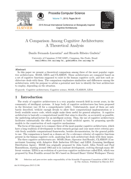 A Comparison Among Cognitive Architectures: a Theoretical Analysis