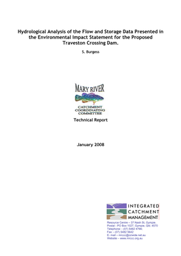 Hydrological Analysis of the Flow and Storage Data Presented in the Environmental Impact Statement for the Proposed Traveston Crossing Dam