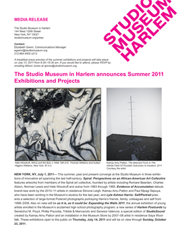The Studio Museum in Harlem Announces Summer 2011 Exhibitions and Projects